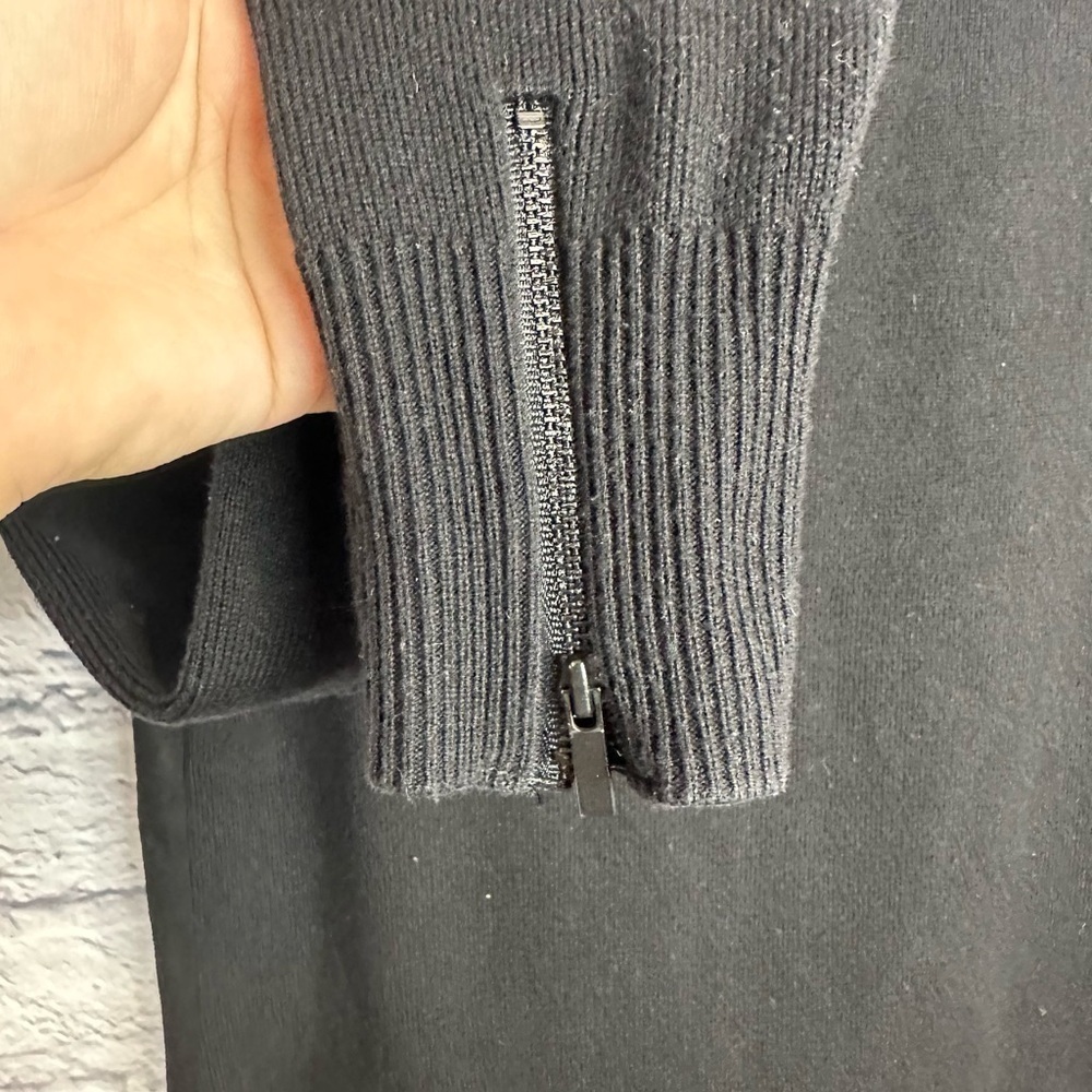 Cabi Tailor Knit Long Jacket Ponte Full Zip Faux Leather Size Small - Picture 8 of 9